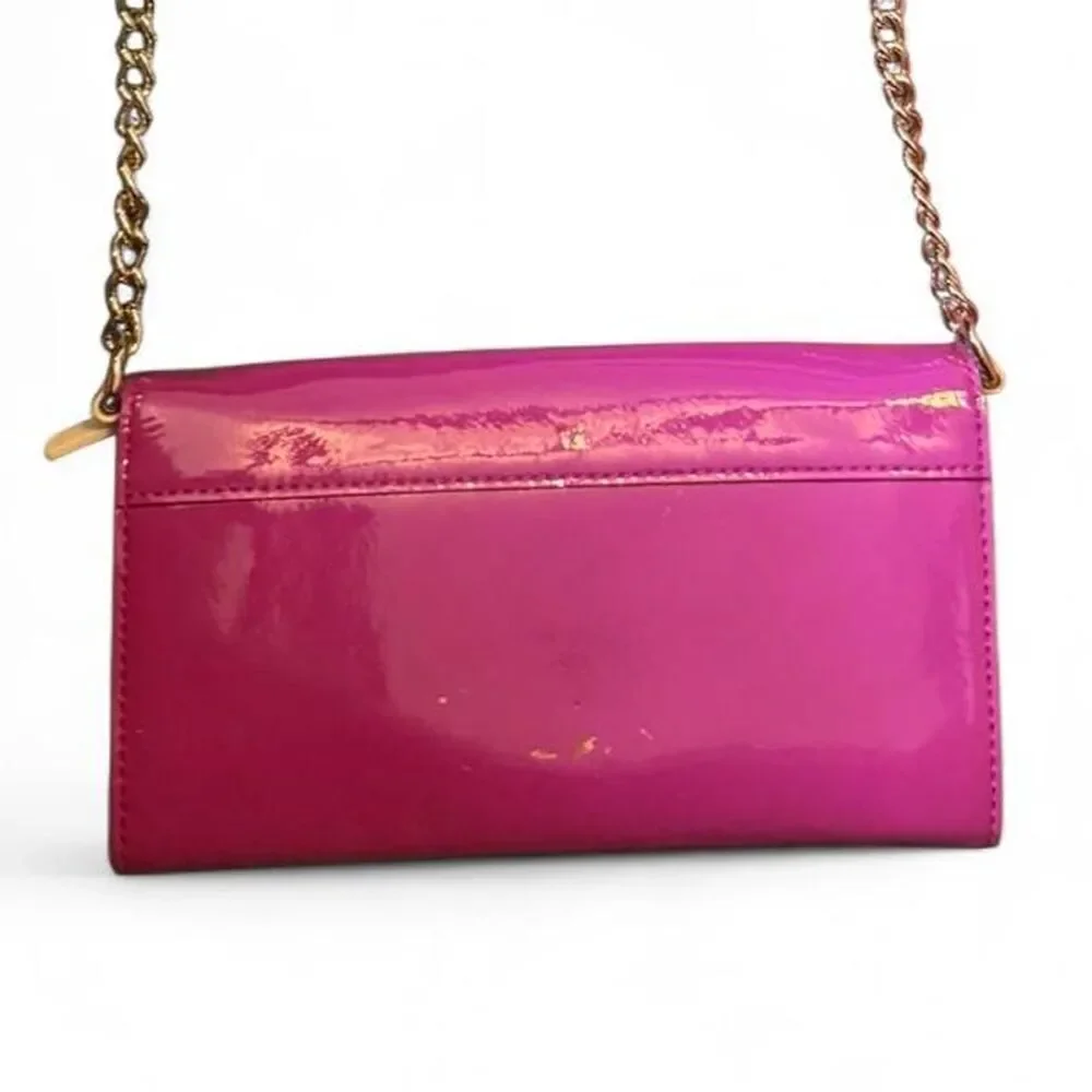 Kate Spade New York Pink Patent Leather Envelope Crossbody Clutch Chain Strap